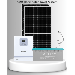3kW Hazır Solar Paket Sistem (Montaj Ekipmanları Dahil )
