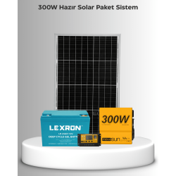 300W Hazır Solar Paket Sistem | Telefon Şarj & Aydınlatma Seti (Montaj Ekipmanları Dahil)