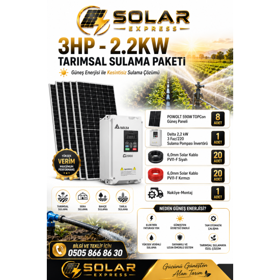 3 KW 4 HP TRİFAZE TARIMSAL SULAMA PAKETİ
