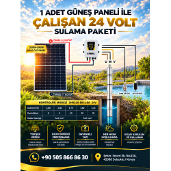 DC POMPA - 1 adet Güneş Paneli ile Çalışan 24 Volt Sulama Paketi