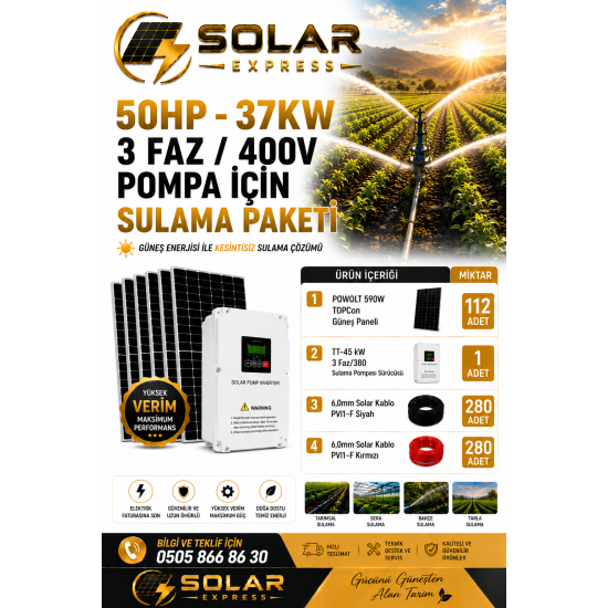 37 KW-50 HP TRİFAZE TARIMSAL SULAMA PAKETİ