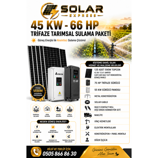 45 KW-60 HP TRİFAZE TARIMSAL SULAMA PAKETİ