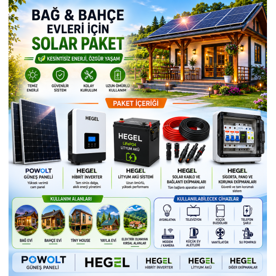 2 KW BAĞ-BAHÇE-HOBİ EVİ GÜNEŞ ENERJİ SİSTEMİ