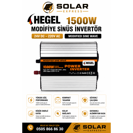 Hegel 1500 Watt 12 Volt Modifiye Sinüs Inverter 