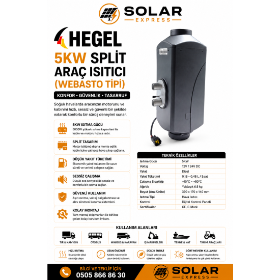 HEGEL ARAÇ ISITICI SPLİT WEBASTO 5KW