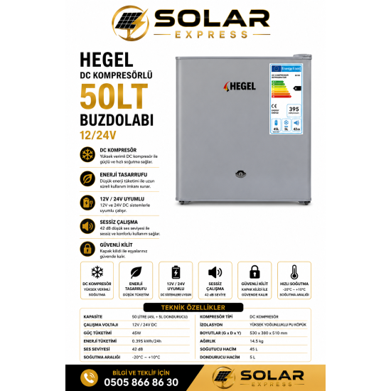 Hegel Buzdolabı 12V 50Lt Kondanserli – BC-50