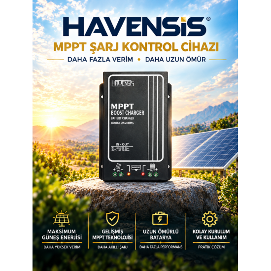 Havensis 24 Amper 12/24 Volt Solar Giriş BOOST-2472 – 36/48/60/72 Volt Akü Şarj Cihazı