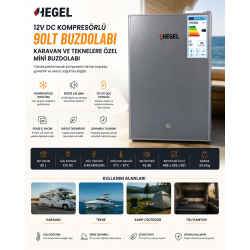  Hegel 12V DC Kompresörlü 90LT Buzdolabı - Karavan ve Teknelere Özel Mini Buzdolabı
