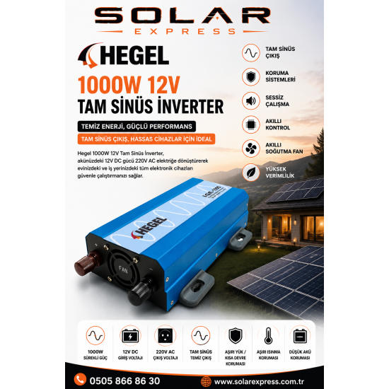 Hegel Tam Sinüs İnvertör 1000W 12V – LGE-1080