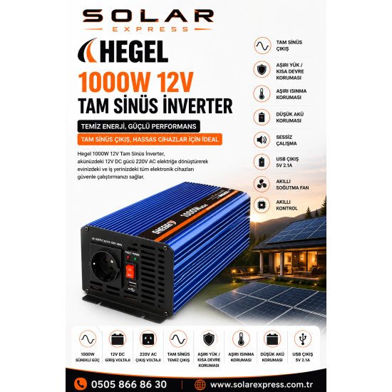 Hegel Tam Sinüs İnvertör 1000W 12V – P1000