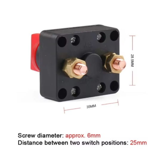 AKÜ DEVRE KESİCİ ŞALTERİ 50A 2P 12-48V ON-OFF 50 AMPER GÖMME