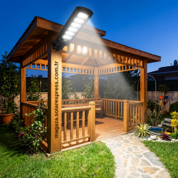 Güneş Enerjili Solar 300W LED Sokak Lambası Dış Mekan Uzaktan Kumandalı Sensörlü