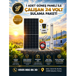 DC POMPA - 1 adet Güneş Paneli ile Çalışan 24 Volt Sulama Paketi