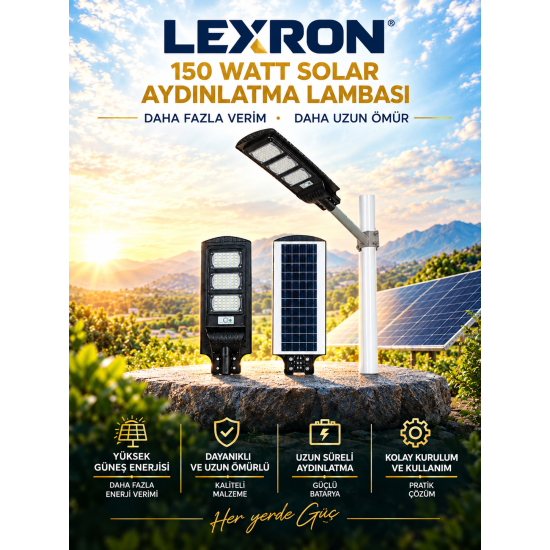  Lexron 150 Watt Solar Sokak Aydınlatması