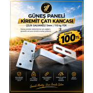 Güneş Paneli Kiremit Çatı Kancası Galvanizli 5 mm 110 Kg Yük
