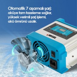 HEGEL 12V 20A 7 AŞAMALI ÇİFT PİL ÇIKIŞLI AKÜ ŞARJ CİHAZI
